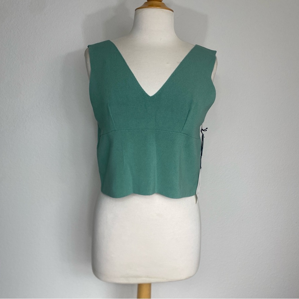 NWT New Leith Womens Green Knit Boxy Sweater Tank Top Size 1X Classic Minimalist